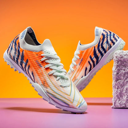 Chaussures de football TF pour hommes, tige en PU flexible, semelle en caoutchouc résistante à l'usure, crampons de football unisexes pour jouer sur terrain synthétique en extérieur