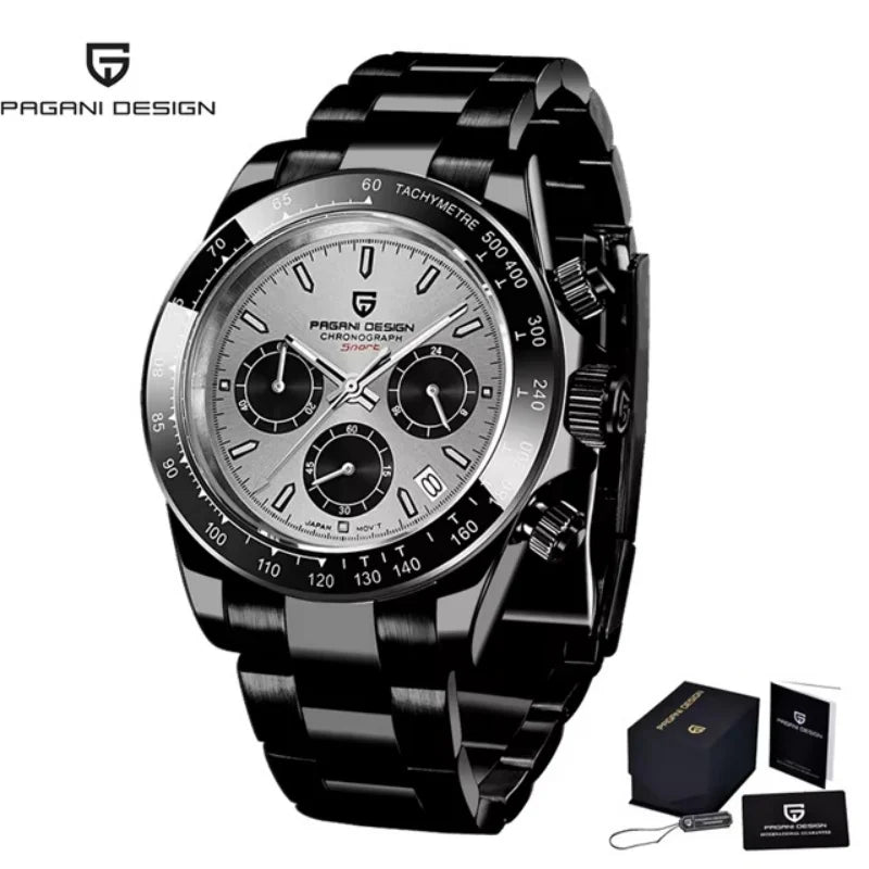 Novo Original PAGANI DESIGN PD-1664 Relógio de Pulso de Luxo para Homem, Movimento de Quartzo Japonês VK63, Safira, Cronógrafo Resistente à Água, Dourado