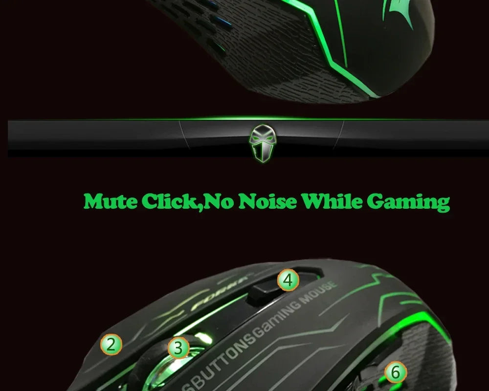 New 2026 Silent Click USB Wired Gaming Mouse 6 Buttons RGB Lighting Mute Optical Computer Mouse Mice for PC Laptop Notebook Game