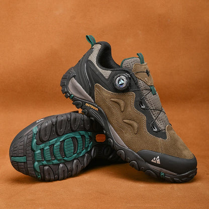 HIKEUP: Zapatos de piel para hombre, zapatillas de senderismo para actividades al aire libre, zapatillas de trekking para turismo, zapatillas de trail running para escalada y montaña, tensor