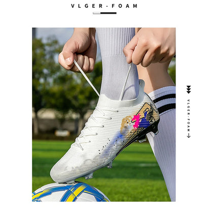 New Men Soccer Shoes FG Non-Slip Long Spikes Football Boots Soccer Cleats Training Shoes Match Ultralight Outdoor Drop Shipping