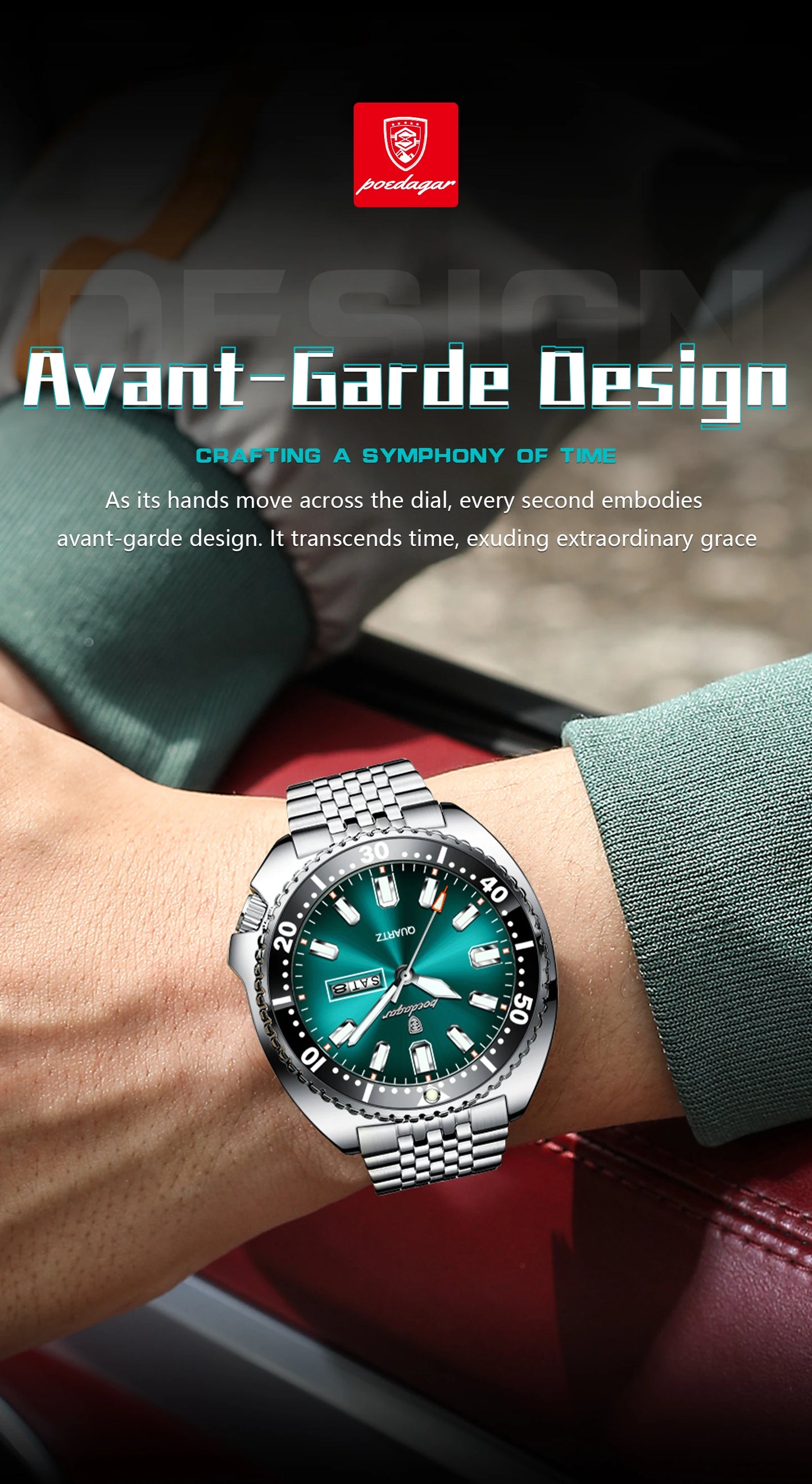 POEDAGAR Luxury Business Men Watch Date Week Waterproof Luminous Man Wristwatch Sport Stainless Steel Quartz Men's Watches Reloj