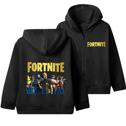 Juego de moda: sudaderas con capucha y cremallera de Fortnite. Chaqueta con capucha para niños. Sudadera fina de otoño. Ropa de manga larga para niño. Abrigo con capucha informal.