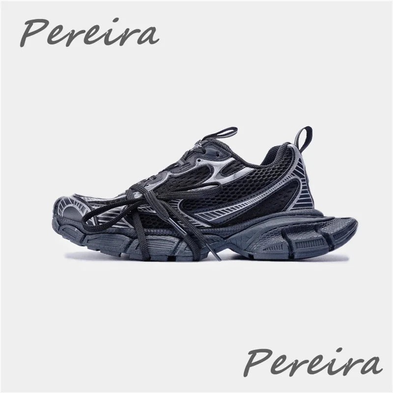 Pantofi sport pentru bărbați Street Style cu talpă groasă, culori mixte noi, cu șireturi, încălțăminte casual pentru cupluri, confortabilă și respirabilă, pentru alergare și mers pe jos