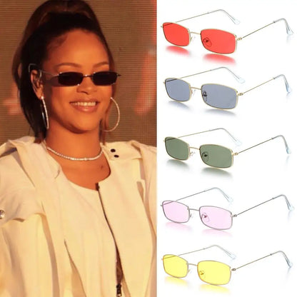 Small Rectangle Sunglasses Women Metal Square Vintage Sun Glasses Brand Designer Men Retro 90s Trendy Gradient Eyewear Shades