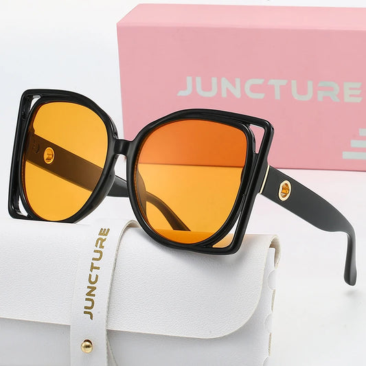 JUNCTURE Oversized Square Sunglasses Women Fashion Sun Glasses Yellow Gradient Lady Party Holiday Gifts Sunglasses for Women