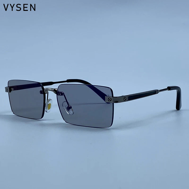 Vintage Rimless Rectangle Sunglasses Men 2026 Luxury Brand Designer Square Metal Frame Sun Glasses Hip Hop Y2K Fashion Eyewear