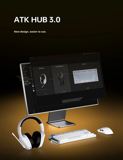 Mouse gaming wireless ATK X1 V2 Ultimate 2.0 Paw3950 Ultra, 54g, ușor, 750ips, latență redusă 0.163ms, 650ips, accesoriu nou, cadou