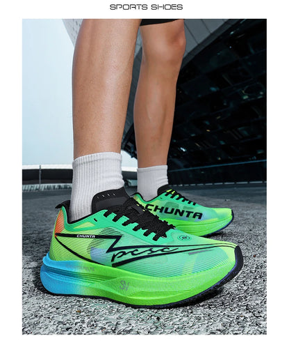 Men Running Shoes Carbon Board Speciality Marathon Sports Breathable Lightweight Women's Comfortable Nonskid Chunta Sneakers