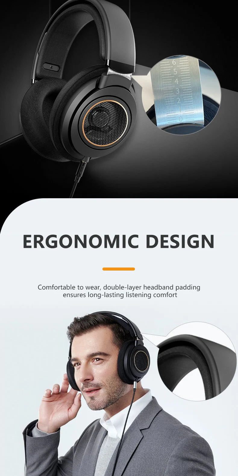 Original PHILIPS SHP9600 Wired HiFi Stereo Headphones Open-Back Over-Ear Gaming Headphones with 3.5mm & 6.3mm Audio Jack (SHP9500 Upgrade)