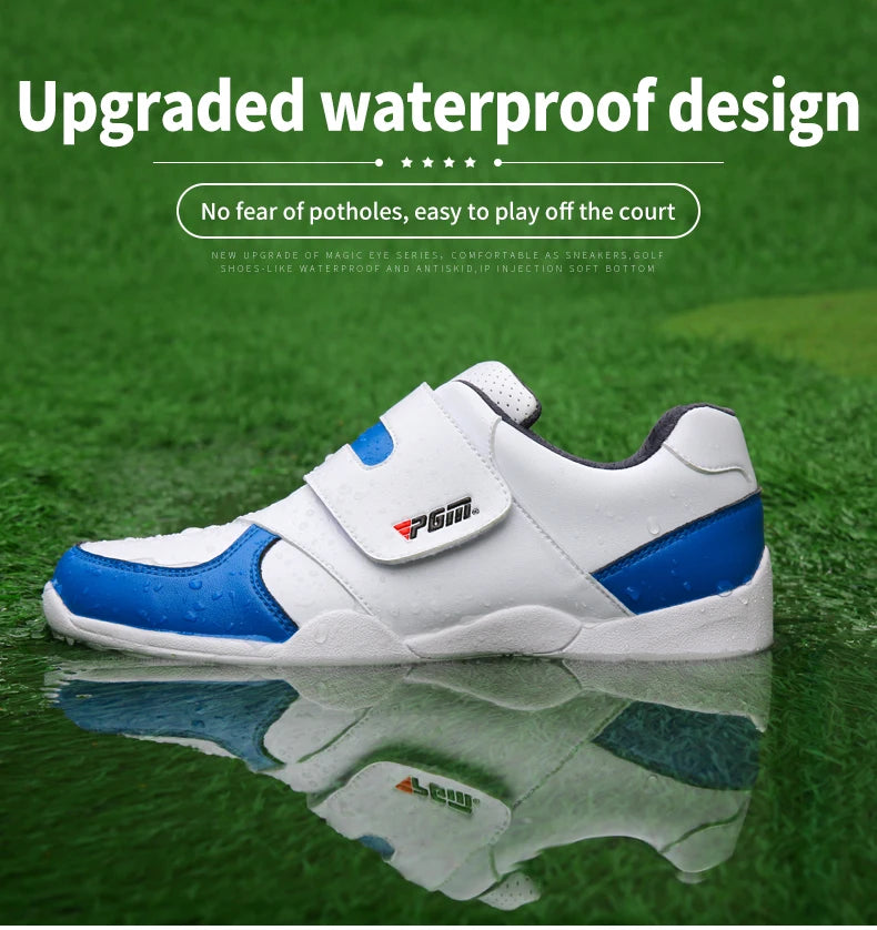 PGM Chaussures de golf pour enfants (filles et garçons) - Baskets d'extérieur antidérapantes en cuir pour enfants - Chaussures de sport XZ054