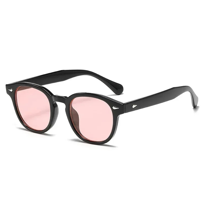 JNPCXI New Retro Round Sunglasses Women Yellow Fashion Rivets Decoration Shades UV400 Men Punk Sun Glasses