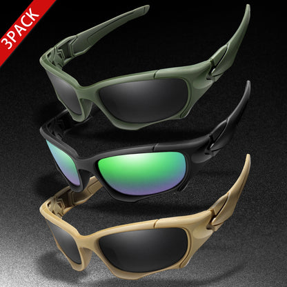3-PACK Trendy Outdoor Tactics Sports Sunglasses Men and Women Cycling Glasses Driving Camping Travel Colorful Goggles
