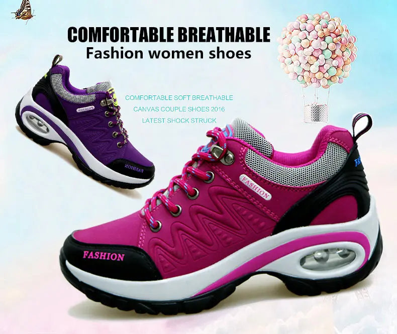 Scarpe sportive da donna, sneakers con plateau, scarpe alla moda per attività all’aperto e escursionismo, scarpe casual antiscivolo, scarpe da corsa basse, calzature da donna