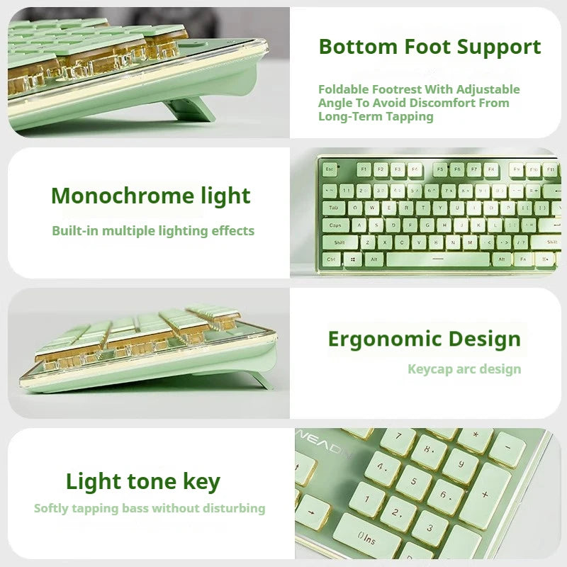 Teclado EWEADN V3 com Fio Silencioso para Escritório e Gaming, Design de Teclas Film, Ergonómico, para Windows/Portátil/PC/Desktop, Acessório de E-sports