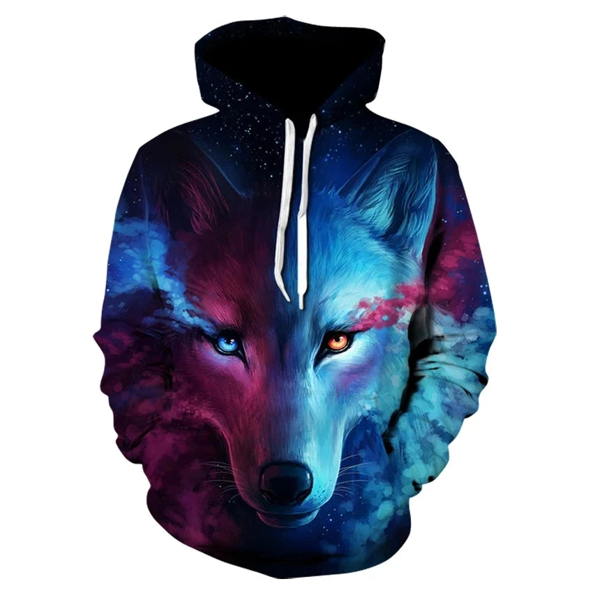 Autumn and Winter New Personalized Hoodie Animal Wolf 3D Men's Hoodie Designer Men's High Quality Hoodie