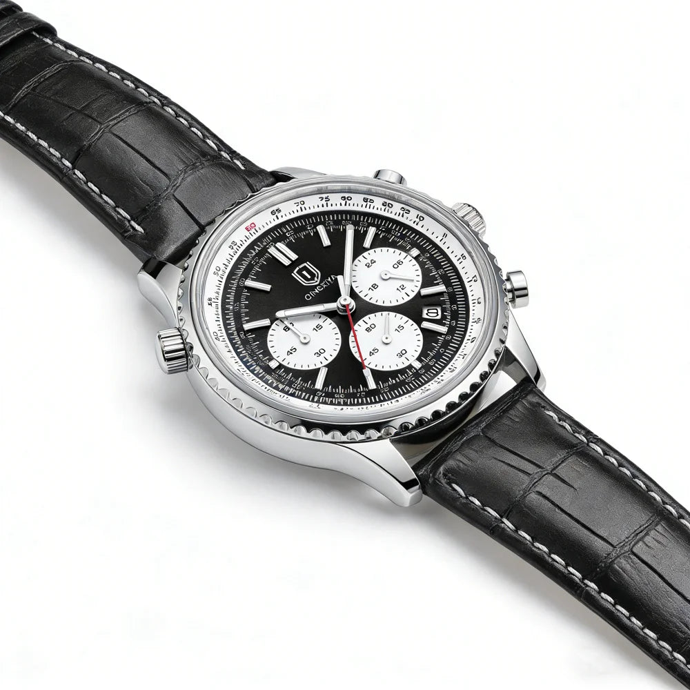 QINGXIYA Montre de luxe pour homme, à quartz, étanche, luminescente, avec date et chronographe, bracelet en cuir, montre-bracelet militaire et sportive pour homme, Reloj