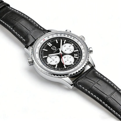 QINGXIYA Montre de luxe pour homme, à quartz, étanche, luminescente, avec date et chronographe, bracelet en cuir, montre-bracelet militaire et sportive pour homme, Reloj