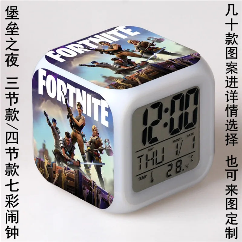 Fortnite-Wecker, niedlich, modisch, im Cartoon-Stil, personalisiert, kreativ, Kawaii, minimalistischer LED-Wecker, Geschenk zum Geburtstag von Freunden
