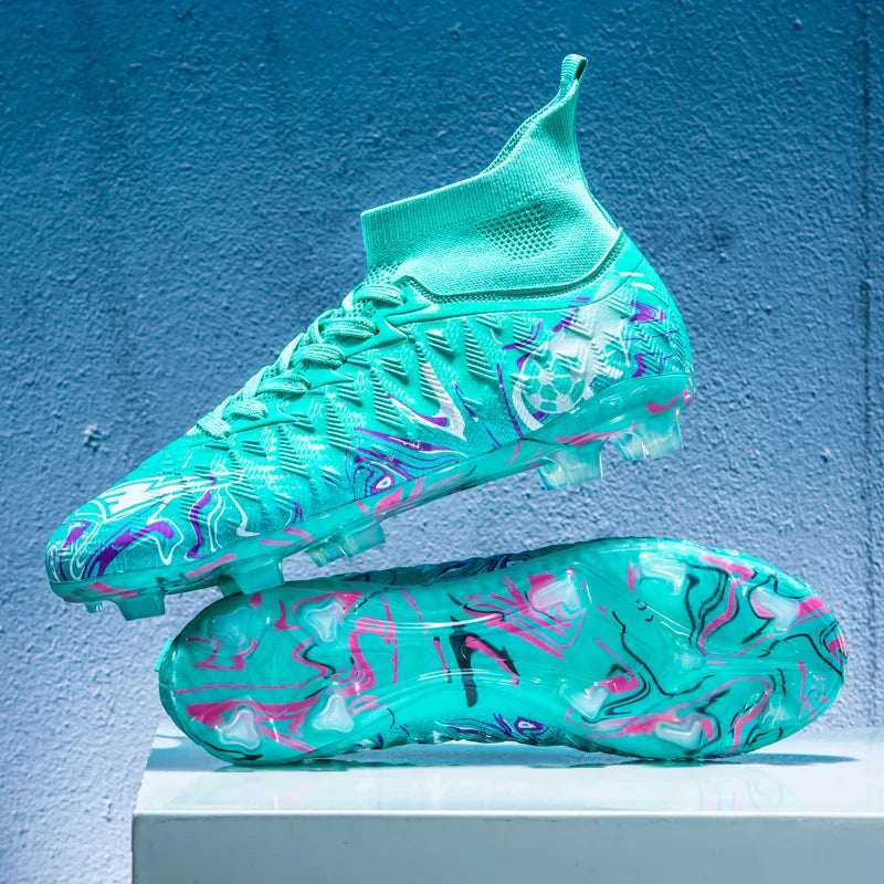 Chaussures de Football pour hommes et femmes, chaussures d'extérieur AG/FG, bottes de Football respirantes, ultralégères, antidérapantes, chaussures d'entraînement de Futsal