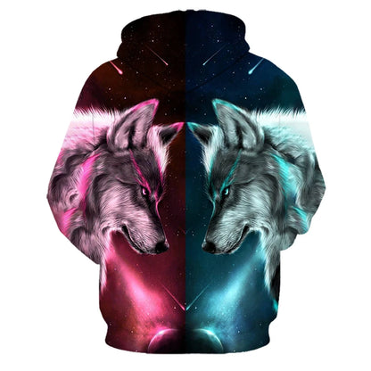 Bluzy z kapturem z nadrukiem 3D wilka, dla mężczyzn i kobiet, modne, casualowe, oversize, pulower w stylu hip-hop Harajuku, streetwearowe hoodie