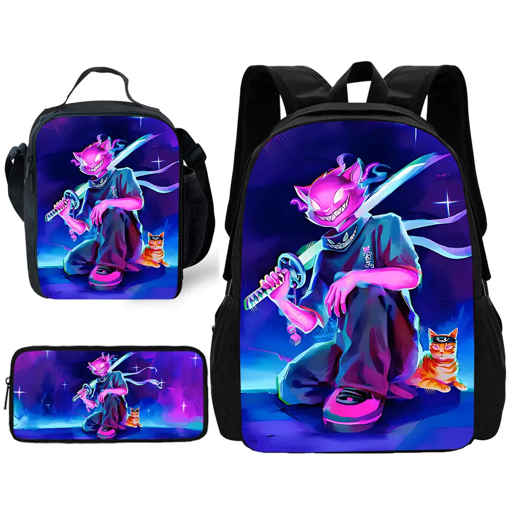Hot Game Child School Backpack with Lunch Bags ,Design-F-FortniteS Pencil Bags ,School Bags for Boys Girls Best Gift