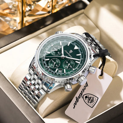 POEDAGAR: relojes de lujo para hombre. Cronógrafo con fecha, de acero inoxidable. Reloj deportivo para hombre, resistente al agua y con luminiscencia. Reloj de cuarzo de estilo militar para hombre.