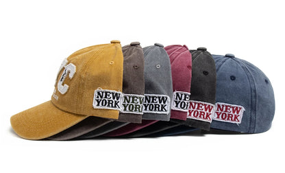 New Vintage Big Letter NYC Baseball Cap Men Cotton Washed Spring Autumn Visor Soft Snapback Fashion Hat For Women