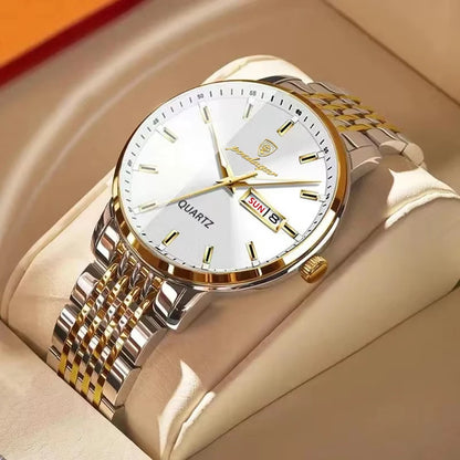 Montre homme POEDAGAR Business Quartz, acier inoxydable, étanche, date lumineuse, montre-bracelet de luxe décontractée pour homme