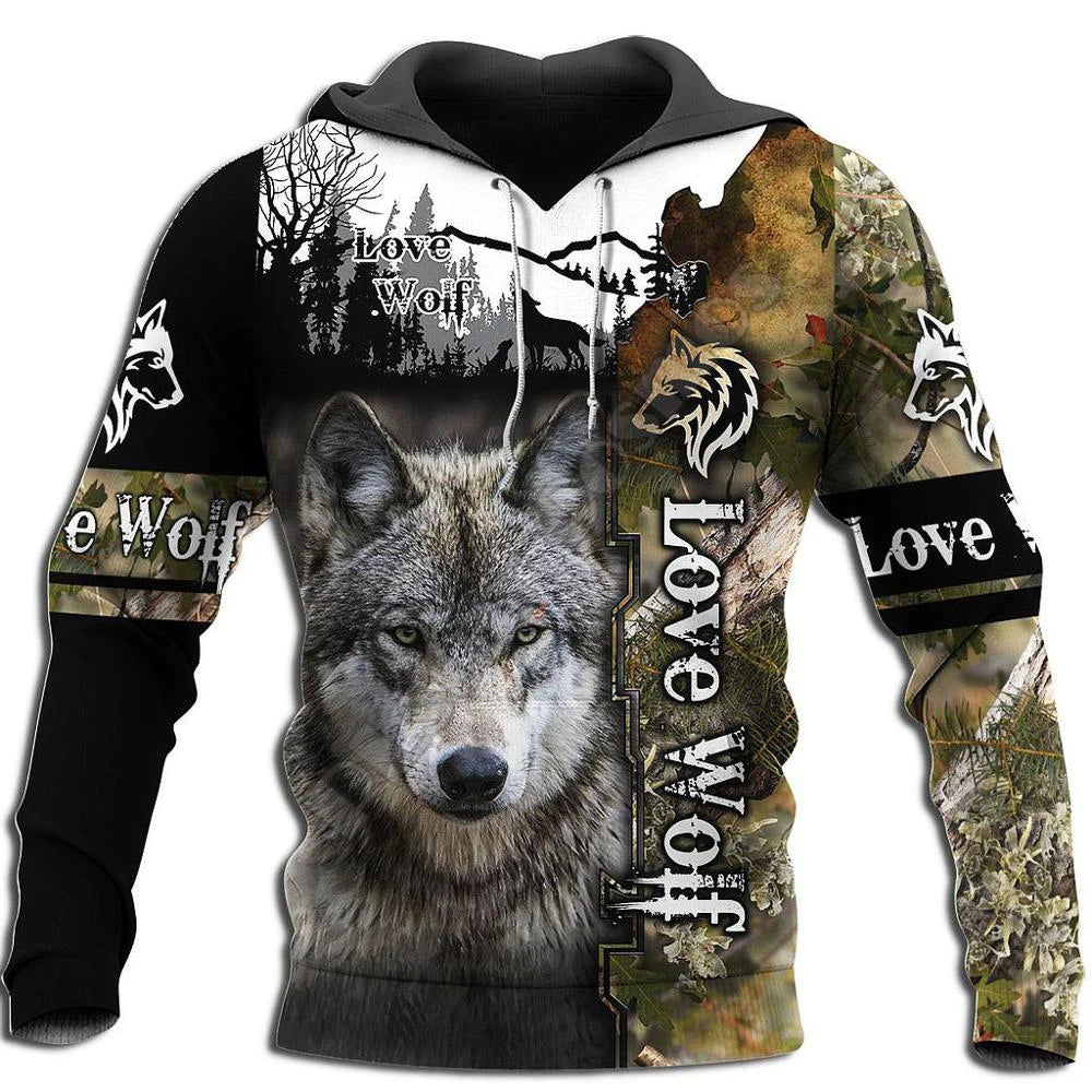 Wolf-Print-Hoodies für Herren, 3D-Hoodies, Marken-Sweatshirts, Jacken, hochwertiger Pullover, modische Trainingsanzüge, Animal-Streetwear für draußen