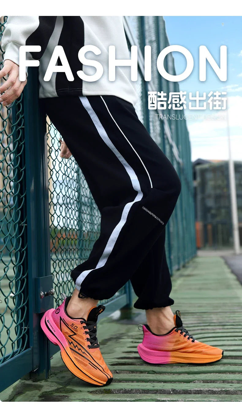 Men's Sport Shoes Professional Cushioned Carbon Plate Running Shoes Breathable Lace-up Casual Sneakers Marathon Athletic Footwear
