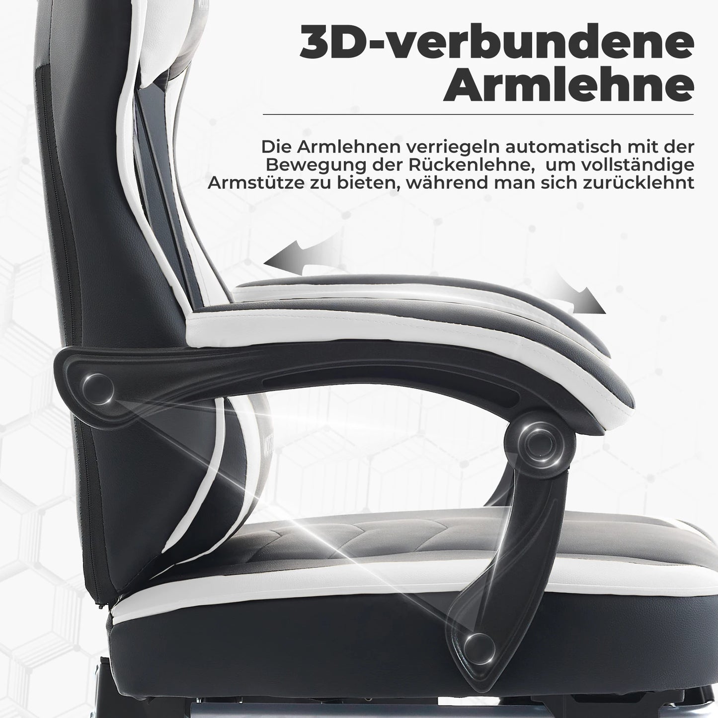 WOTSTA Gaming-Stuhl mit Fußstütze, ergonomischer Gamer-Stuhl mit Lendenkissen, Kopfstütze und höhenverstellbarem Computerstuhl
