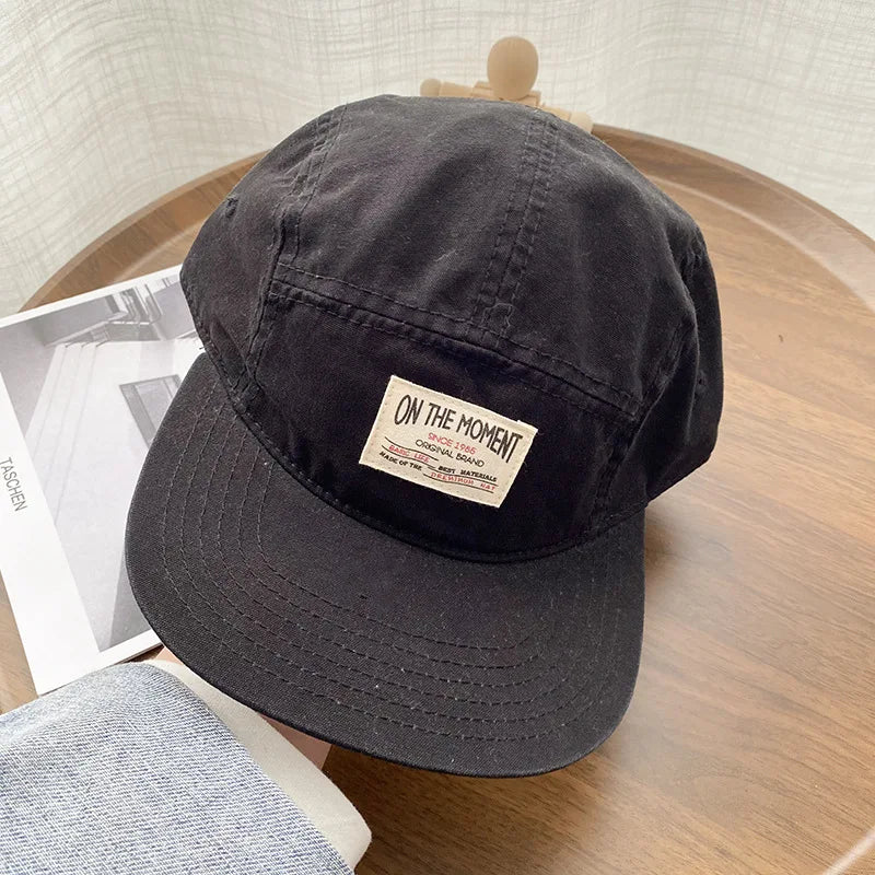 ON THE MOMENT Cotton 5 Panel Baseball Cap Snapback Caps Bone Gorras Hombre Originales Hip Hop Hats For Men Women Adjustable