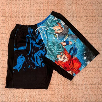 Șorturi de vară cu imprimeu manga Dragon Ball Goku, respirabile, cu uscare rapidă, șorturi sportive largi în stil retro american pentru bărbați și femei