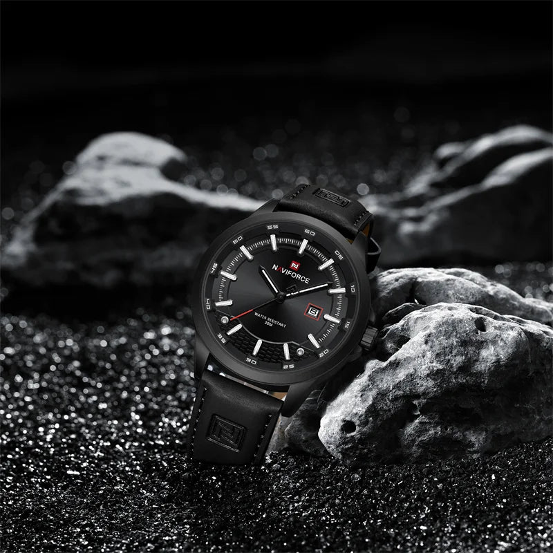 Naviforce 9248 Top Brand New Sport Wristwatch Luxury Military Auto Date Leather Simple Quartz Original Male Clock
