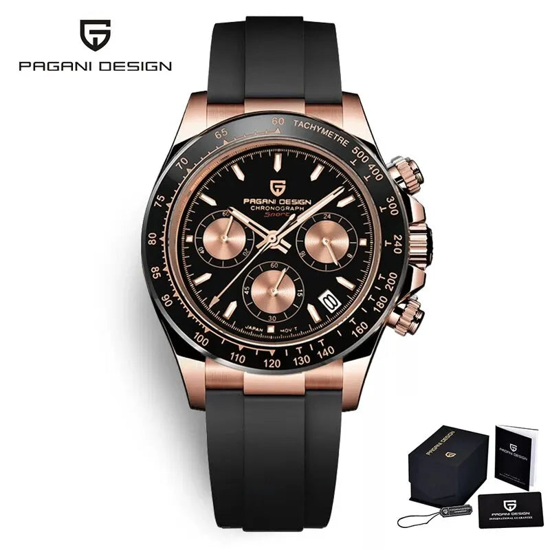 PAGANI DESIGN – Nouvelle montre pour homme, modèle de luxe à quartz en or rose, chronographe sportif étanche jusqu'à 100 m