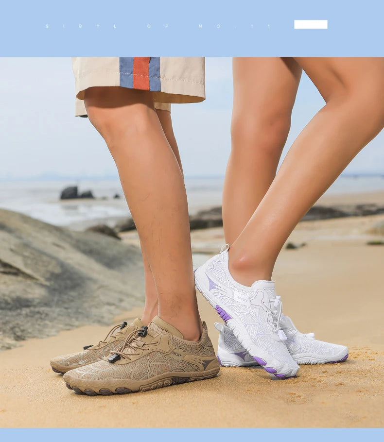 Sapatos para caminhar na água sem sapatos - Homem e Mulher - Sapatos de praia em malha de secagem rápida - Sapatos antiderrapantes para atividades ao ar livre - Sapatos unissexo para desportos aquáticos