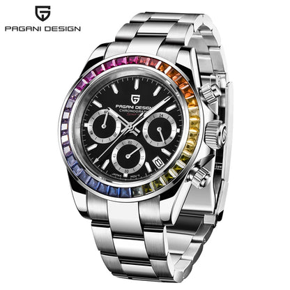 2026 PAGANI DESIGN New Colored diamonds Men's Watches top brand Luxury Quartz Wrist Watch Men Watch Men Chronograph Japan VK63