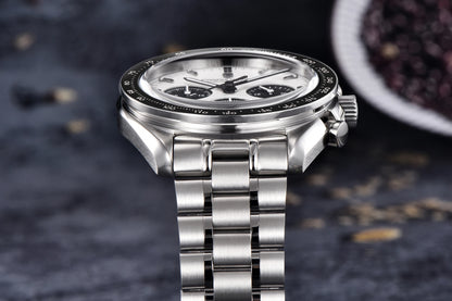 PAGANI DESIGN herenhorloge „New Moon“ – Luxe quartzhorloge, chronograaf, saffierglas met antireflectiebehandeling, keramische lunette, lichtgevende wijzers