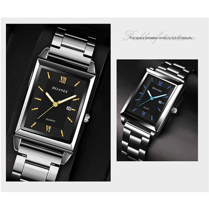 Fashion Watches for Men Luxury Rectangle Stainless Steel Men's Quartz Wristwatch Business Man Watch Clock Gift relogio masculino