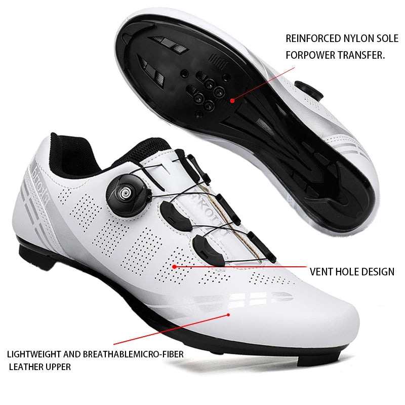 Zapatillas de ciclismo para hombre, bicicletas de carretera, mujer, competición, con cierre automático, velocidad, zapatillas deportivas de ciclismo, zapatillas de ciclismo con calas SPD para mujer