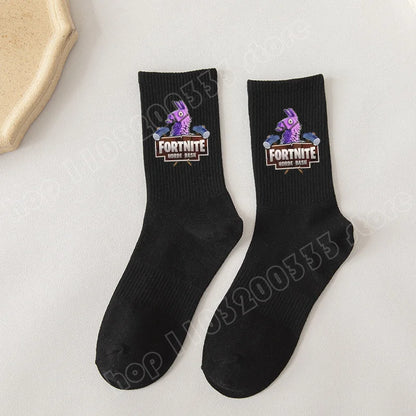 Fortnite Socks Cartoon Game Character Long Socks for Kids and Students in Spring and Autumn Solid Color Cotton Socks Birthday Gifts