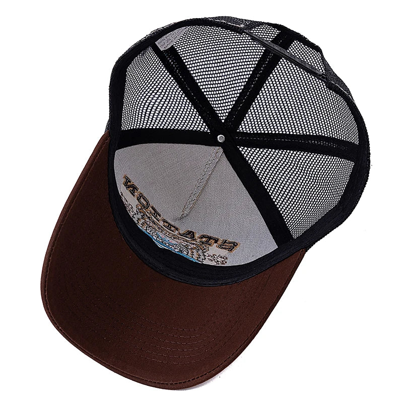 Hot Sale Unisex Bear Head Pattern Cap Summer Breathable Trucker Hat Man Women Outdoor Fishing Snapback Cap