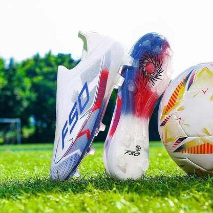 Nouvelles chaussures de football pour hommes, crampons mi-montants de haute qualité, légères, antidérapantes, pour l'extérieur et l'entraînement sur gazon, modèle très vendu