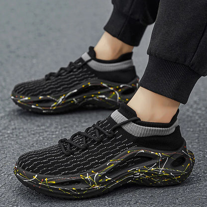 Men Sports Shoes Soft Light Mesh Thick Sole Anti Slip Tennis Shoes Spring Lace Up Outdoor Fitness Running Shoes