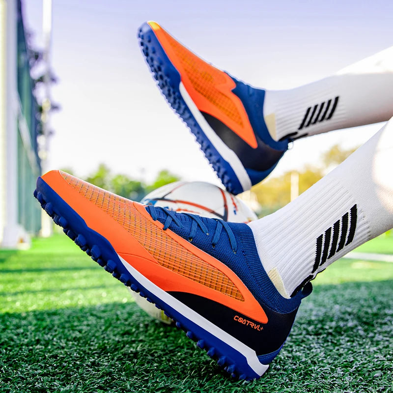 New Men's Soccer Shoes Professional Society Turf Training Football Field Boots Non-Slip TF/FG Indoor Football Shoes Sizes 32-45