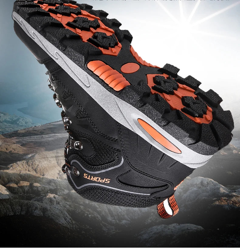 Outdoor Waterproof Hiking Boots Men's Women's Spring And Autumn Hiking Wear-resistant Mountain Sports Boots Hunting Sports Shoes