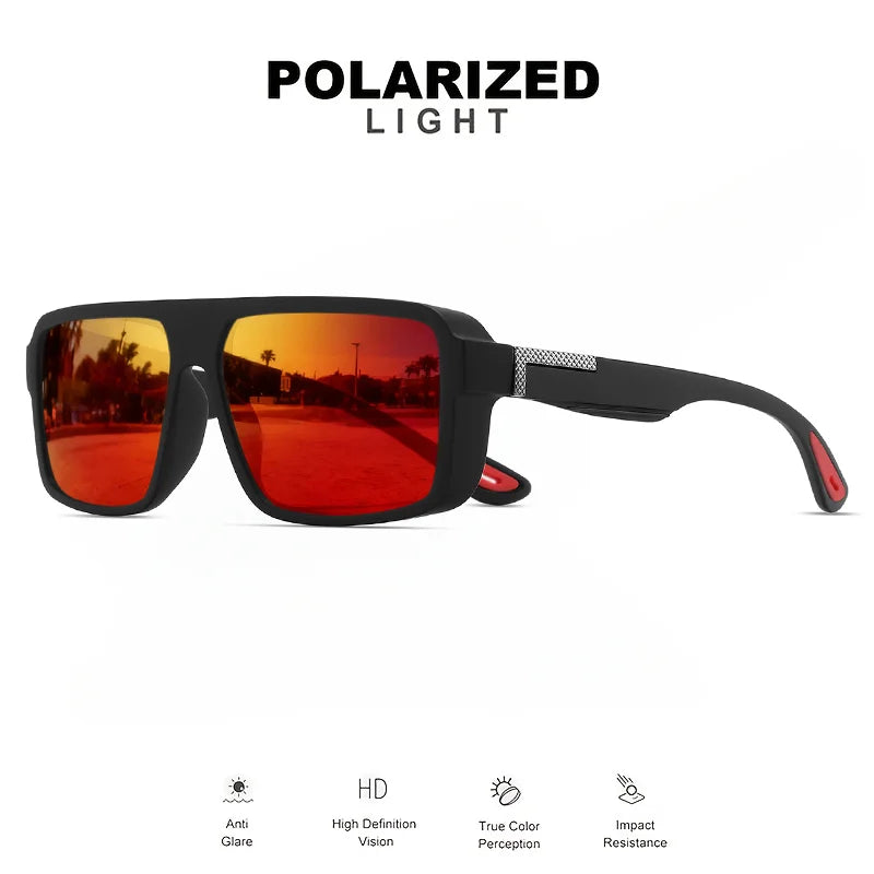 Classic Retro Punk Polarized Square Sunglasses - UV400 Unisex for Daily Casual, Outdoor Sports, Fishing & Driving
