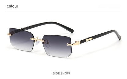 Vintage Rectangle Sunglasses Men New Rimless Fashion Beach Shades Women Trendy Luxury Brand Design Casual Anti-UV Sun Glasses