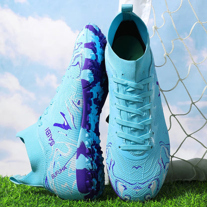 Chaussures de football TF pour adultes, économiques, en tissu PU mélangé, crampons en caoutchouc durables, antidérapantes, pour les passionnés de football amateur.